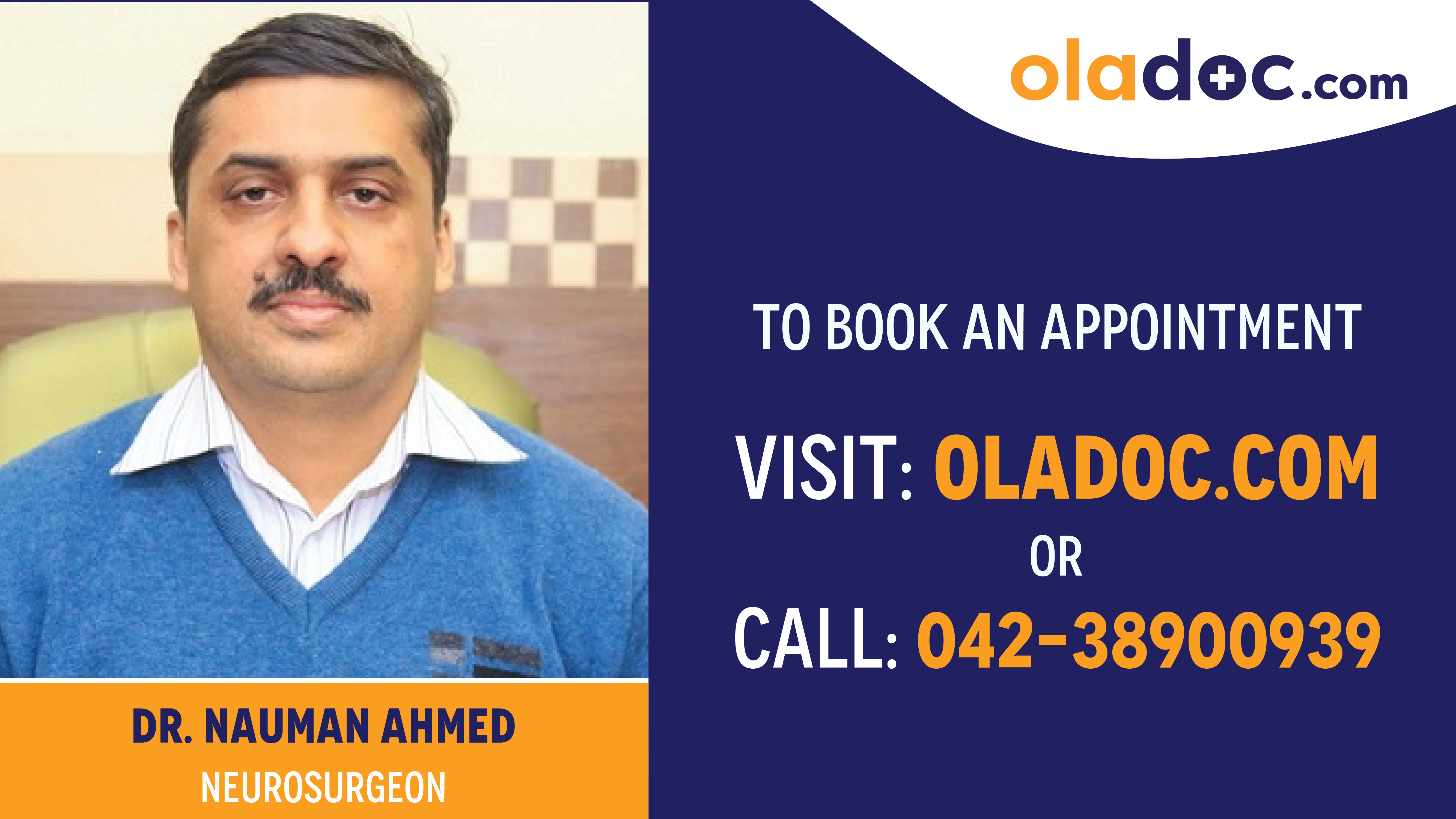 Book appointment with Dr.Nauman Ahmed-best Neurosurgeon in Lahore
